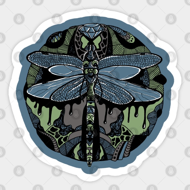 Mellow Cool Circle of the Dragonfly Sticker by kenallouis